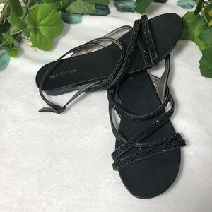 Sean Alan Women's Black Slides Sz 16